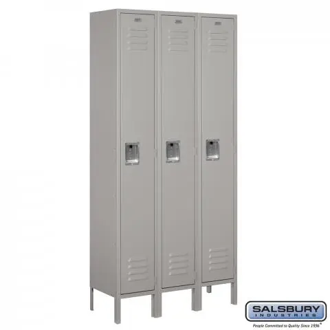 Standard Metal Locker - Single Tier - 3 Wide - 6 Feet High - 12 Inches Deep