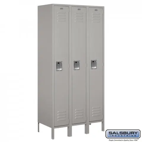 Standard Metal Locker - Single Tier - 3 Wide - 6 Feet High - 18 Inches Deep