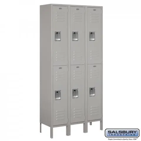Standard Metal Locker - Double Tier - 3 Wide - 6 Feet High - 12 Inches Deep
