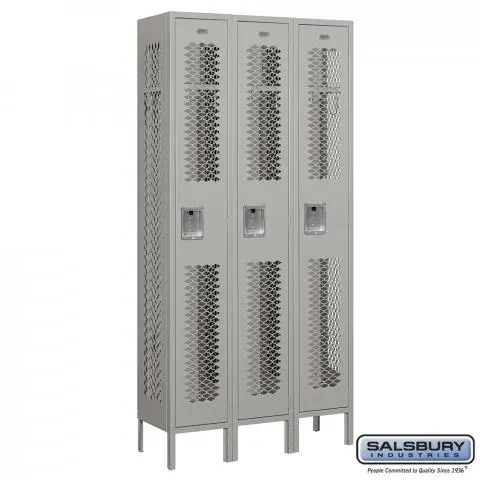 Vented Metal Locker - Single Tier - 3 Wide - 6 Feet High - 12 Inches Deep