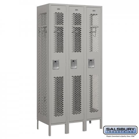 Vented Metal Locker - Single Tier - 3 Wide - 6 Feet High - 18 Inches Deep - Choose Color