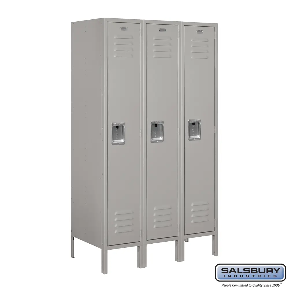 Standard Metal Locker - Single Tier - 3 Wide - 5 Feet High - 18 Inches Deep