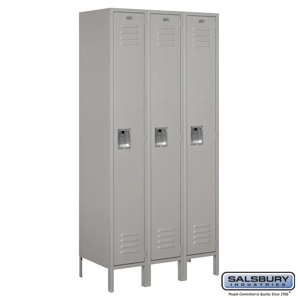 Standard Metal Locker - Single Tier - 3 Wide - 6 Feet High - 18 Inches Deep