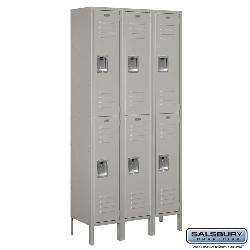 Standard Metal Locker - Double Tier - 3 Wide - 6 Feet High - 12 Inches Deep