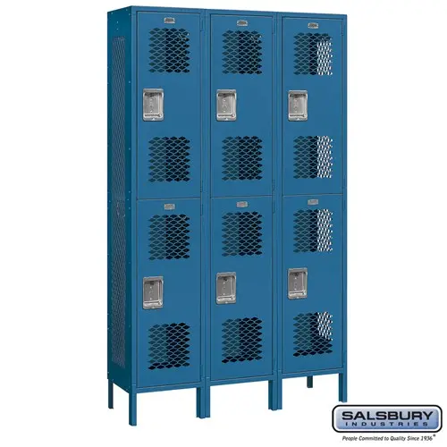 Extra-Wide Vented Double-Tier Locker - 3-Wide, 15