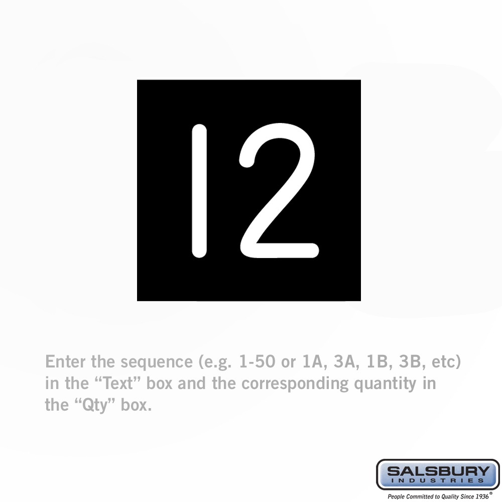 Salsbury Custom Engraved Number Plate - for Premier Open Access & Gear Locker Door