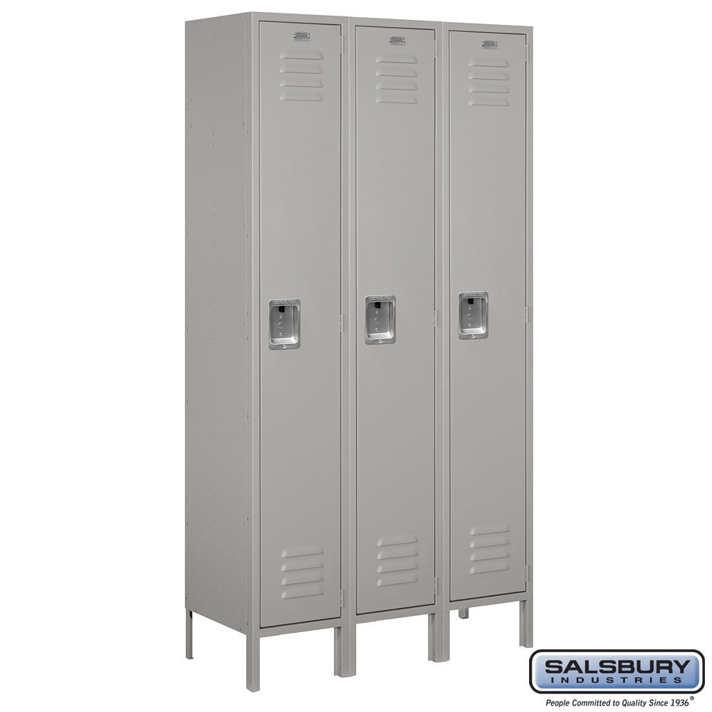 Extra Wide Standard Metal Locker - Single Tier - 3 Wide - 6 Feet High - 15 Inches Deep - Choose Color