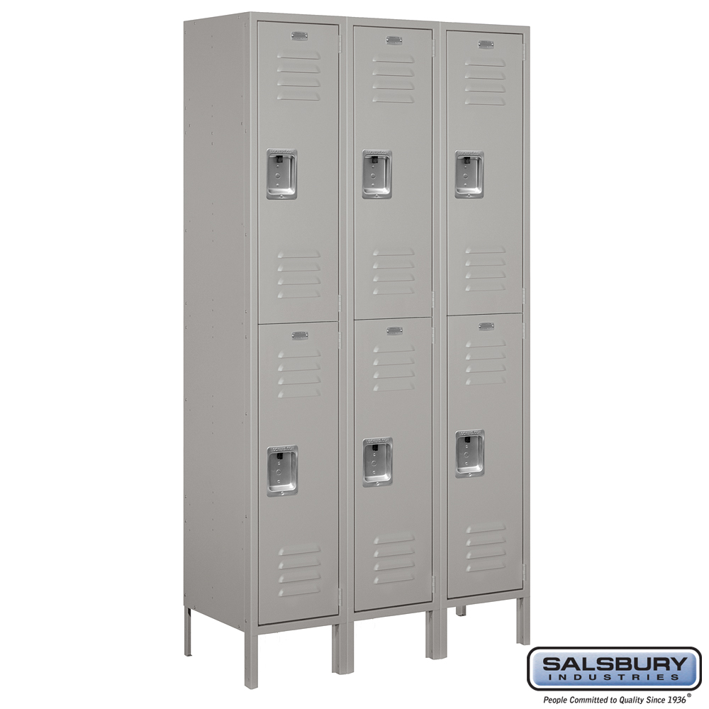 Extra Wide Standard Metal Locker - Double Tier - 3 Wide - 6 Feet High - 15 Inches Deep - Choose Color