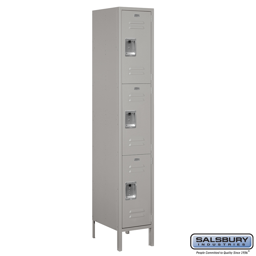 Extra Wide Standard Metal Locker - Triple Tier - 1 Wide - 6 Feet High - 18 Inches Deep - Choose Color