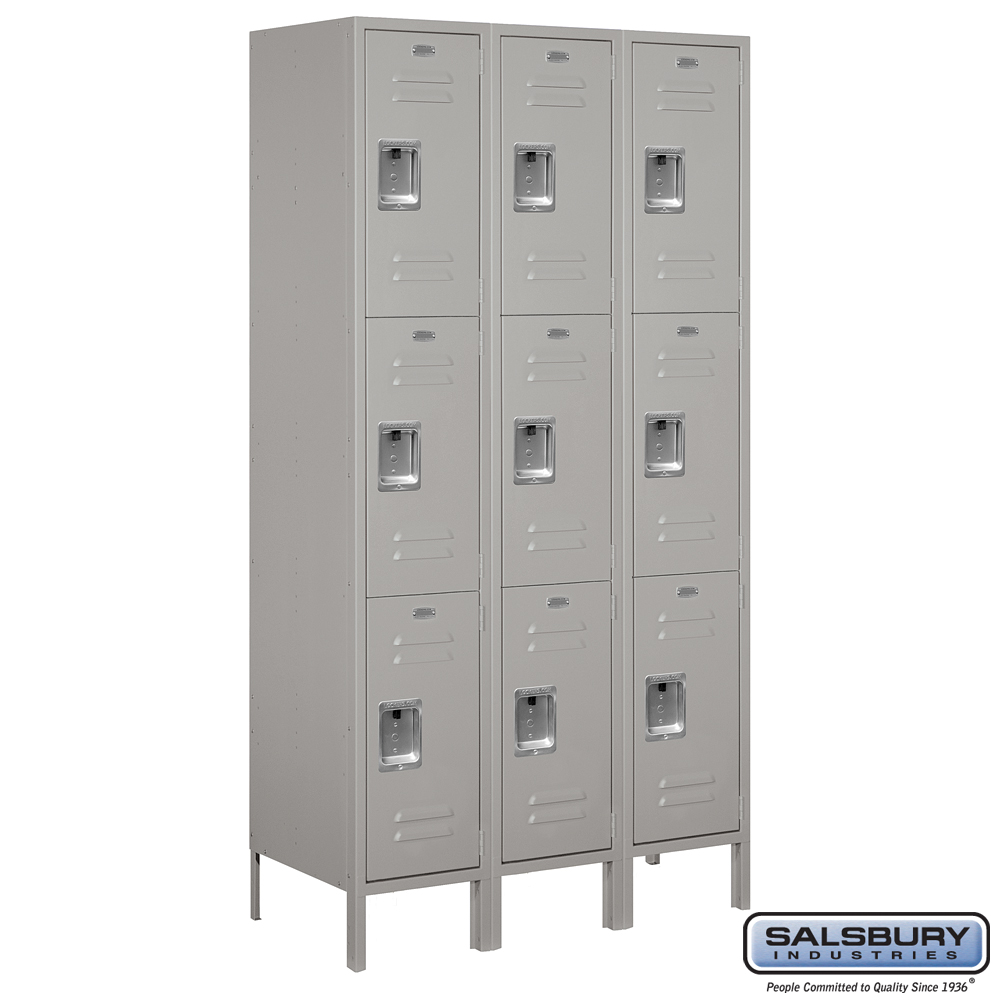 Extra Wide Standard Metal Locker - Triple Tier - 3 Wide - 6 Feet High - 18 Inches Deep - Choose Color