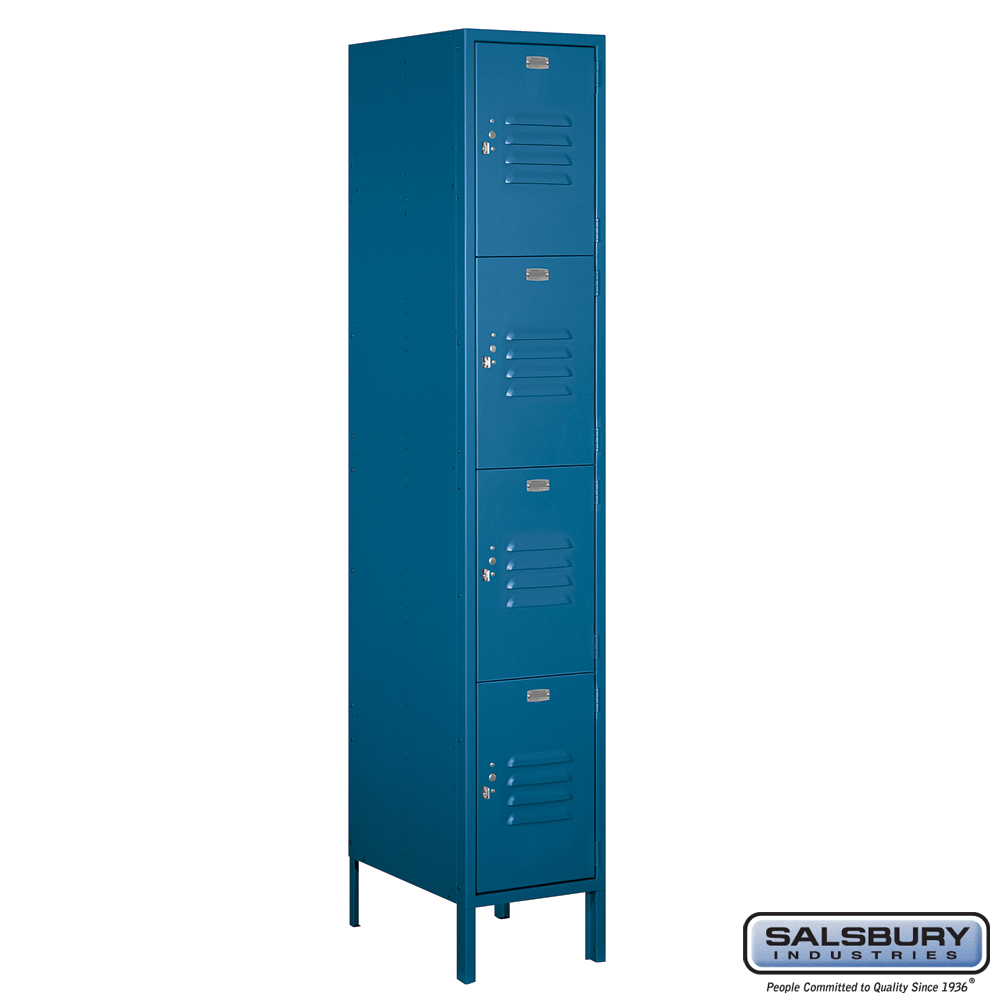 15" Wide Four Tier Standard Metal Locker - 1 Wide - 6 Feet High - 18 Inches Deep