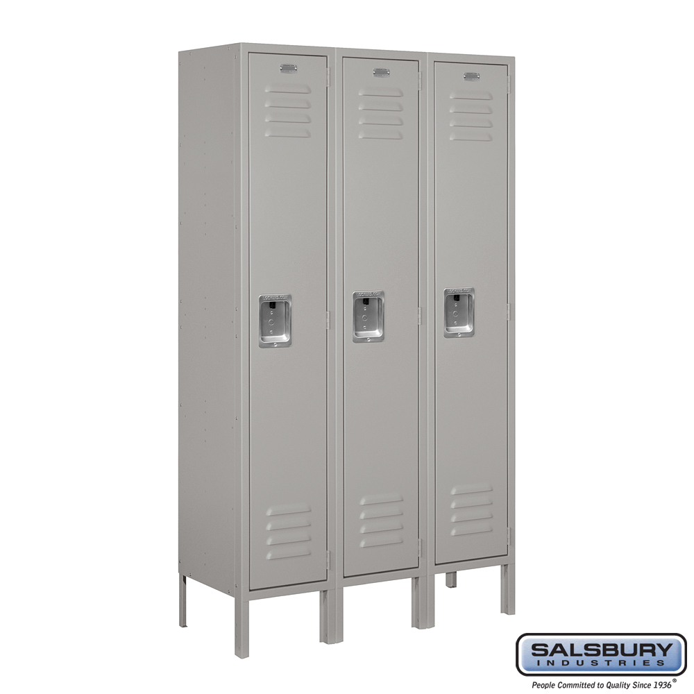Standard Metal Locker - Single Tier - 3 Wide - 5 Feet High - 12 Inches Deep - Choose Color