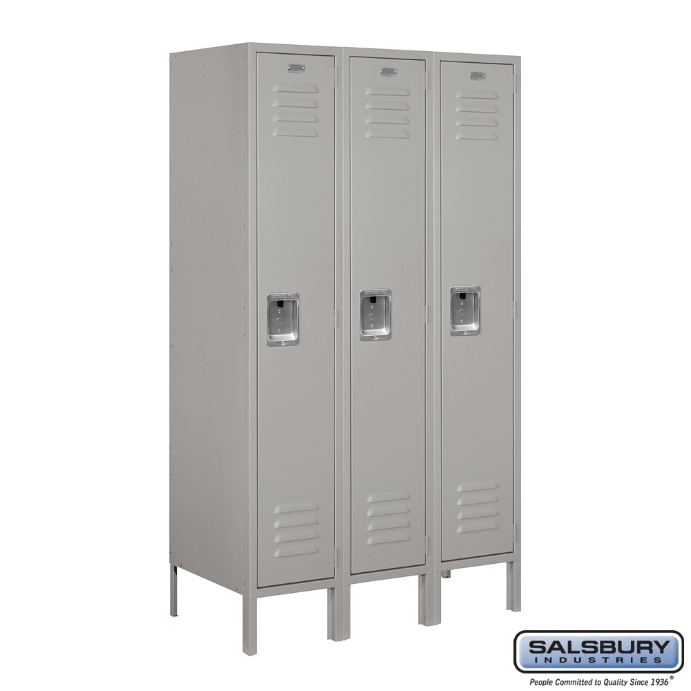 Standard Metal Locker - Single Tier - 3 Wide - 5 Feet High - 18 Inches Deep - Choose Color