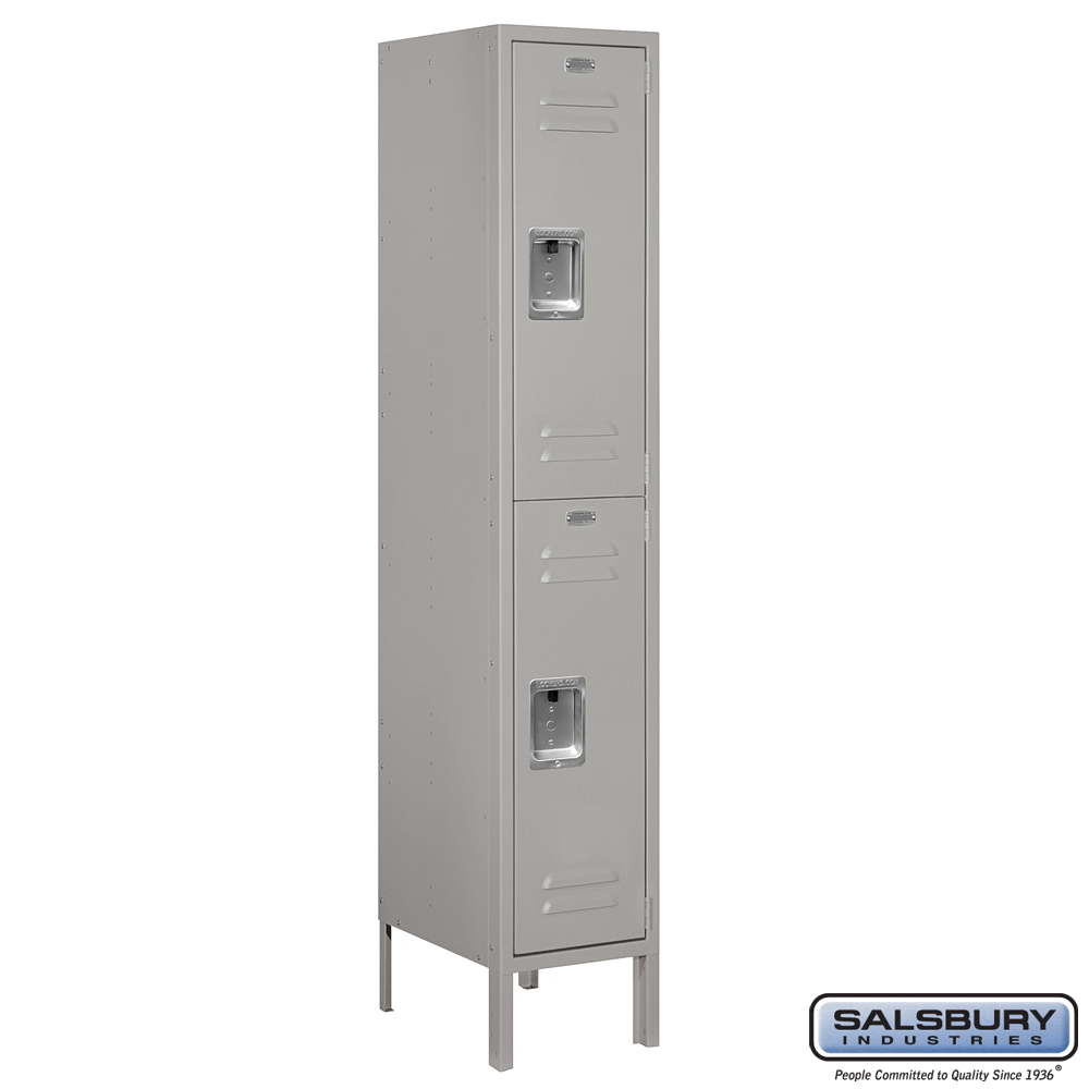 Standard Metal Locker - Double Tier - 1 Wide - 5 Feet High - 15 Inches Deep - Choose Color