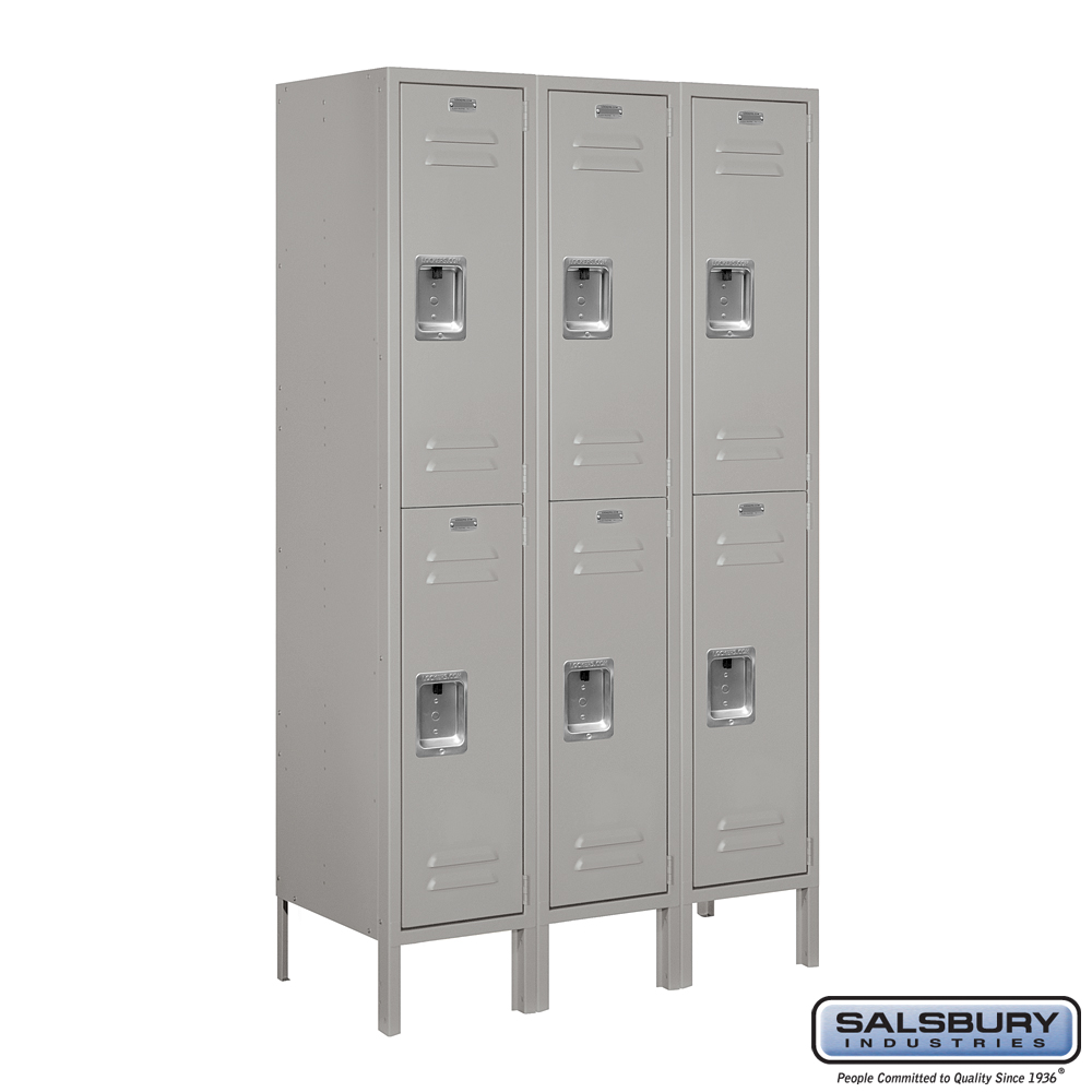Standard Metal Locker - Double Tier - 3 Wide - 5 Feet High - 15 Inches Deep - Choose Color