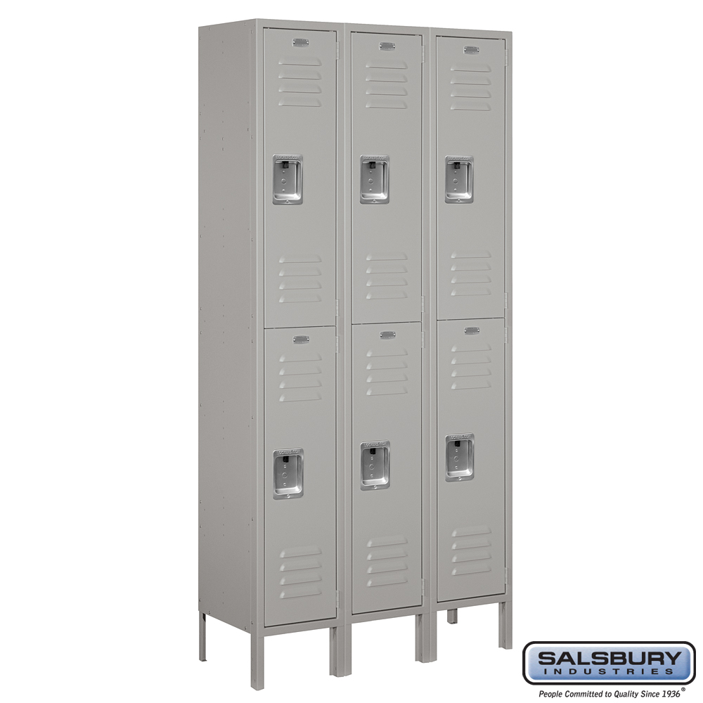 Standard Metal Locker - Double Tier - 3 Wide - 6 Feet High - 12 Inches Deep - Choose Color