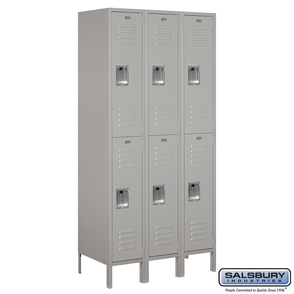 Standard Metal Locker - Double Tier - 3 Wide - 6 Feet High - 18 Inches Deep - Choose Color