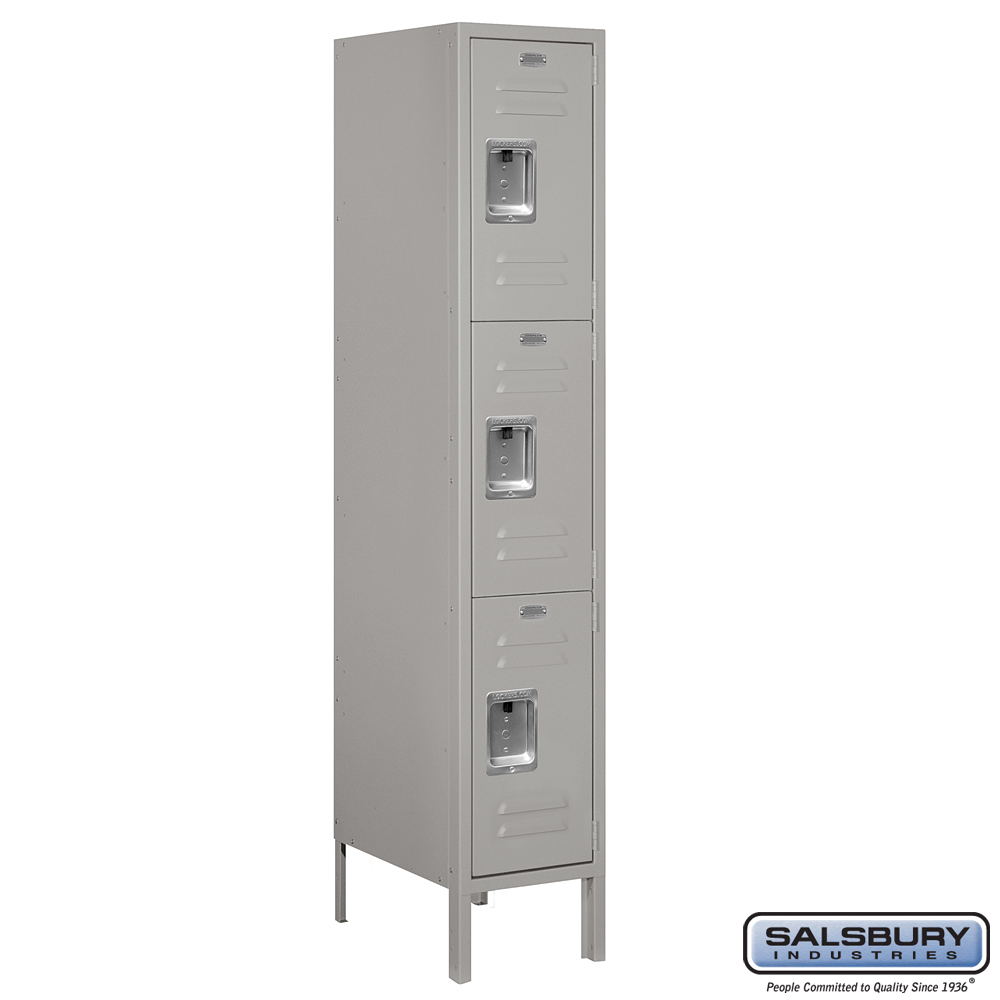 Standard Metal Locker - Triple Tier - 1 Wide - 5 Feet High - 18 Inches Deep - Choose Color