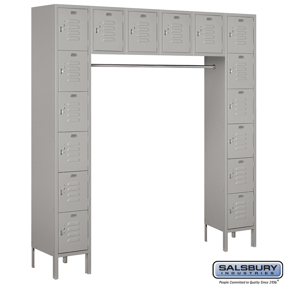 Standard Metal Locker - Six Tier Box Style Bridge - 16 Box - 18 Inches Deep