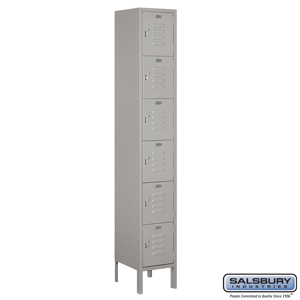 Standard Metal Locker - Six Tier Box Style - 1 Wide - 6 Feet High - 12 Inches Deep - Choose Color