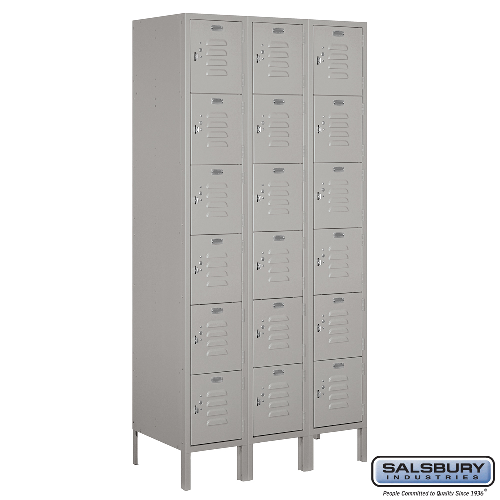 Standard Metal Locker - Six Tier Box Style - 3 Wide - 6 Feet High - 18 Inches Deep - Choose Color