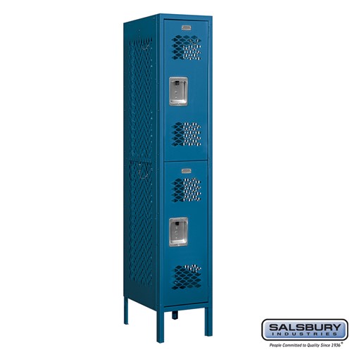 12" Wide Double Tier Vented Metal Locker - 1 Wide - 5 Feet High - 18 Inches Deep