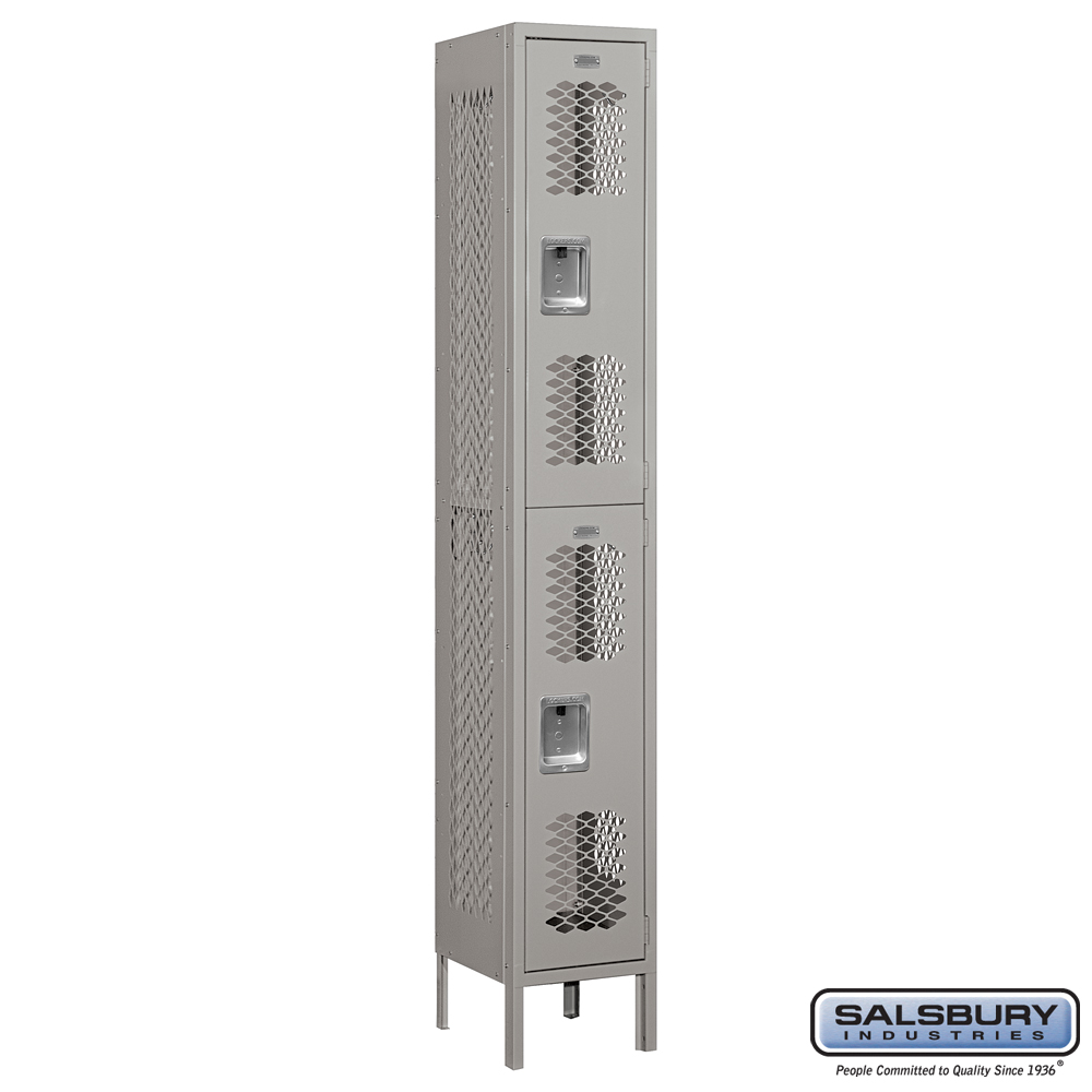 Vented Metal Locker - Double Tier - 1 Wide - 6 Feet High - 12 Inches Deep