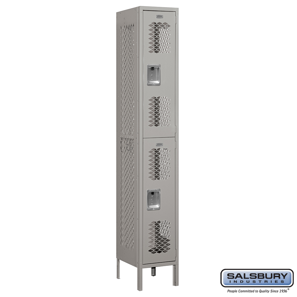 Vented Metal Locker - Double Tier - 1 Wide - 6 Feet High - 15 Inches Deep
