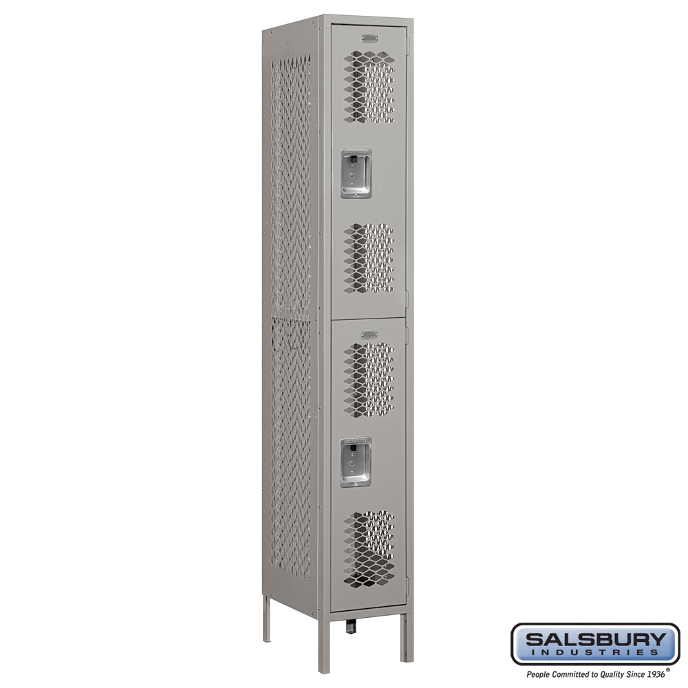Vented Metal Locker - Double Tier - 1 Wide - 6 Feet High - 18 Inches Deep