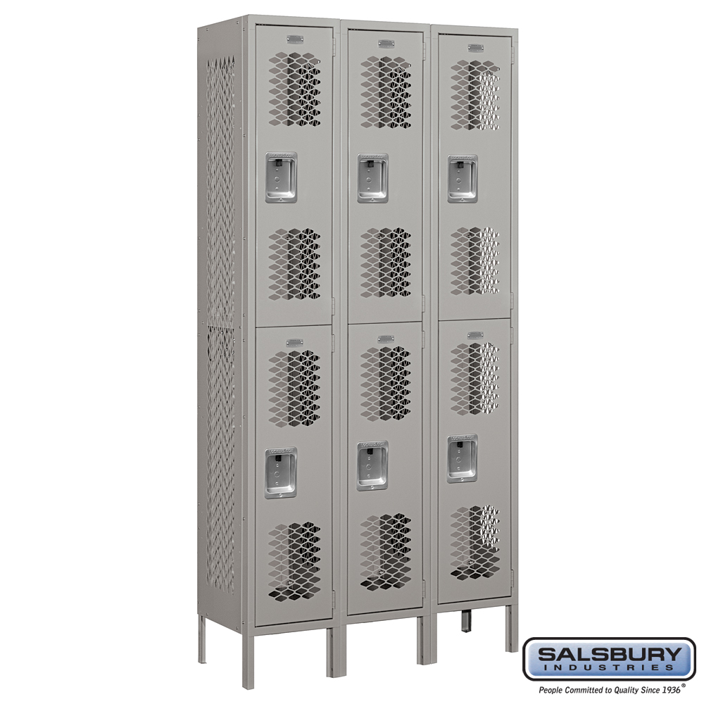 Vented Metal Locker - Double Tier - 3 Wide - 6 Feet High - 12 Inches Deep