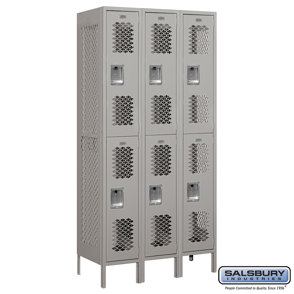 Vented Metal Locker - Double Tier - 3 Wide - 6 Feet High - 18 Inches Deep