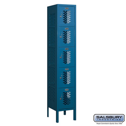 12" Wide Five Tier Box Style Vented Metal Locker - 1 Wide - 5 Feet High - 12 Inches Deep