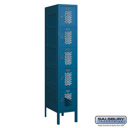 12" Wide Five Tier Box Style Vented Metal Locker - 1 Wide - 5 Feet High - 18 Inches Deep