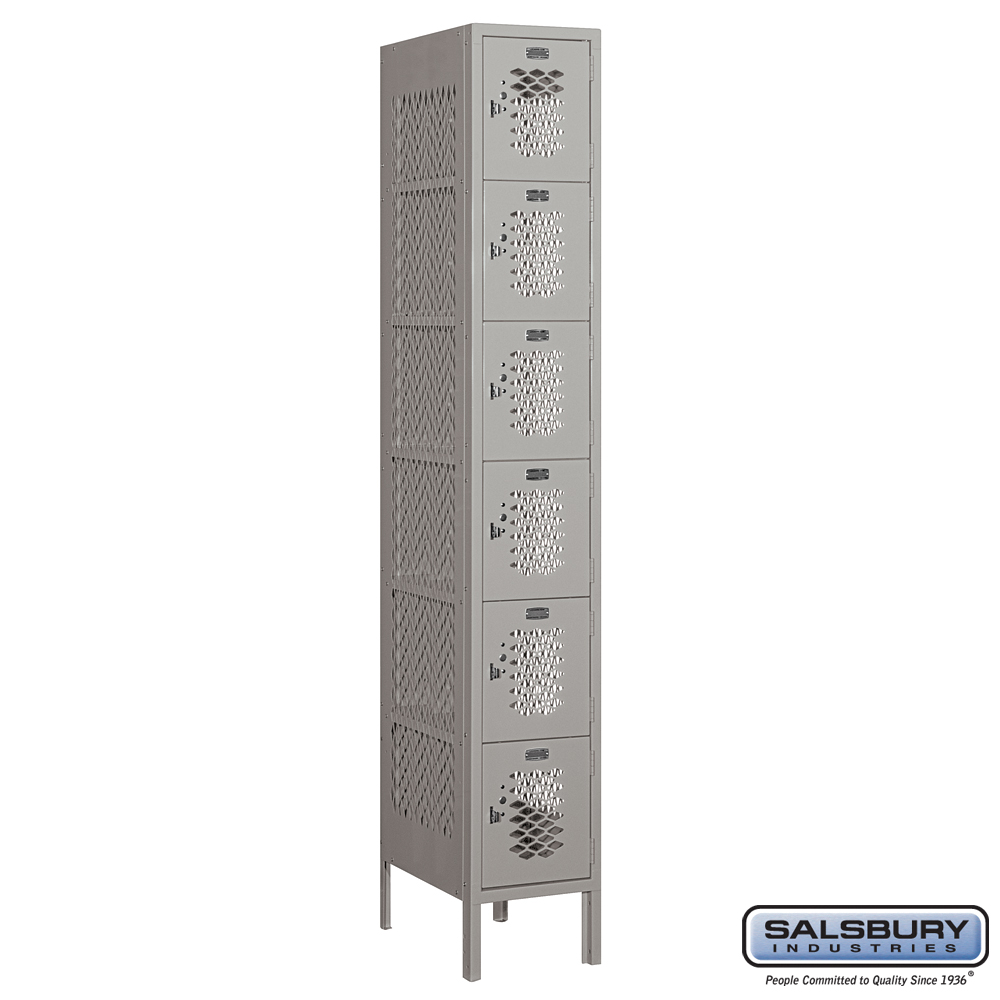 Vented Metal Locker - Six Tier Box Style - 1 Wide - 6 Feet High - 18 Inches Deep