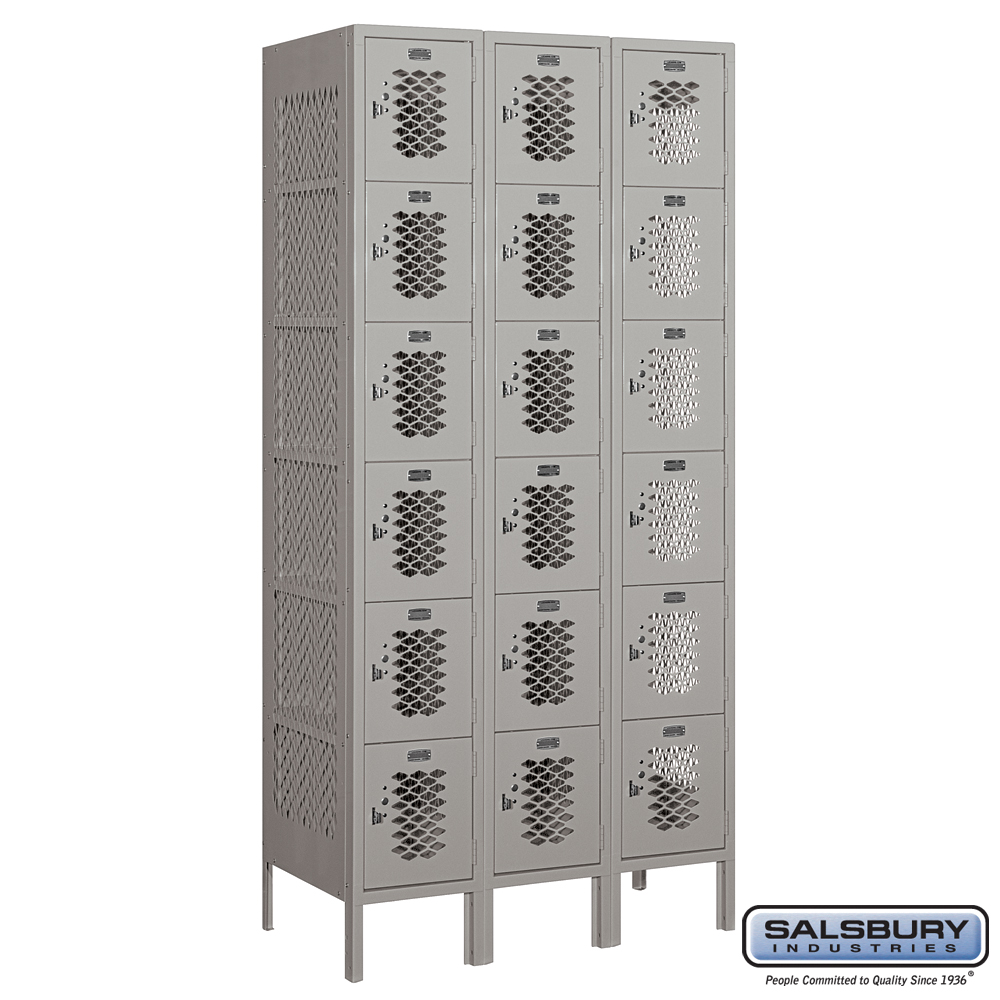 Vented Metal Locker - Six Tier Box Style - 3 Wide - 6 Feet High - 18 Inches Deep - Choose Color