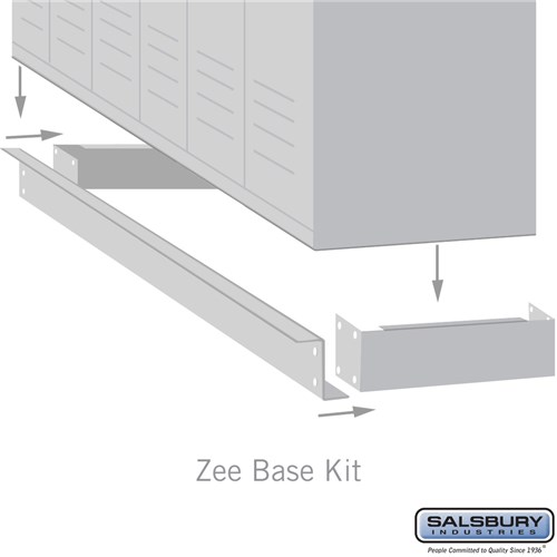 Zee Base Kit - 4 Inches High, 6 Foot Length - for 21 Inch Deep Metal Lockers (Includes 6 Foot Front Base, 2 End Bases, Corner Splicer and 4 Rear Legs)