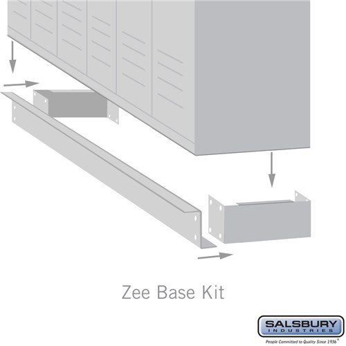 Zee Base Kit - 4 Inches High, 6 Foot Length - for 12 Inch Deep Metal Lockers (Includes 6 Foot Front Base, 2 End Bases, Corner Splicer and 4 Rear Legs)