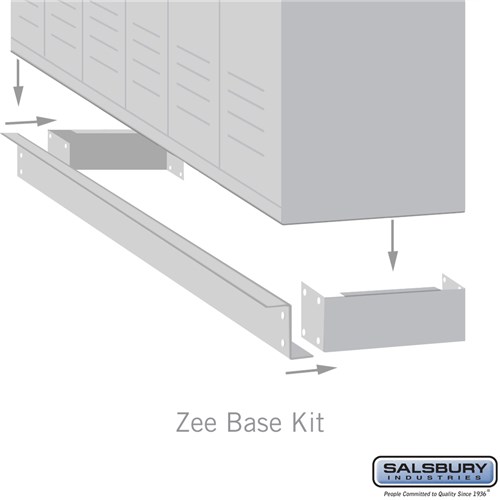 Zee Base Kit - 4 Inches High, 6 Foot Length - for 15 Inch Deep Metal Lockers (Includes 6 Foot Front Base, 2 End Bases, Corner Splicer and 4 Rear Legs)
