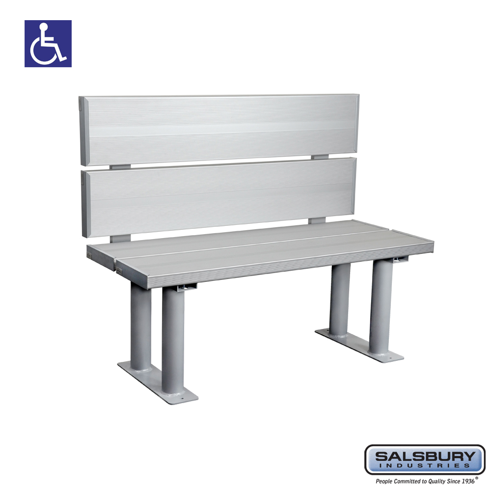 Salsbury Aluminum ADA Locker Bench with back support - 42 Inches Wide
