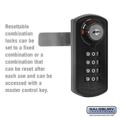 Resettable Combination Lock - Factory Installed on Metal Locker Door
