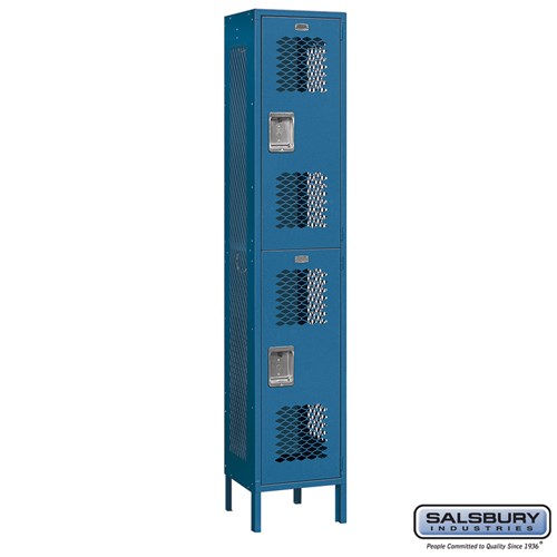Extra Wide Vented Metal Locker - Double Tier - 1 Wide - 6 Feet High - 15 Inches Deep