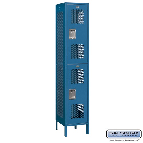 Extra Wide Vented Metal Locker - Double Tier - 1 Wide - 6 Feet High - 18 Inches Deep