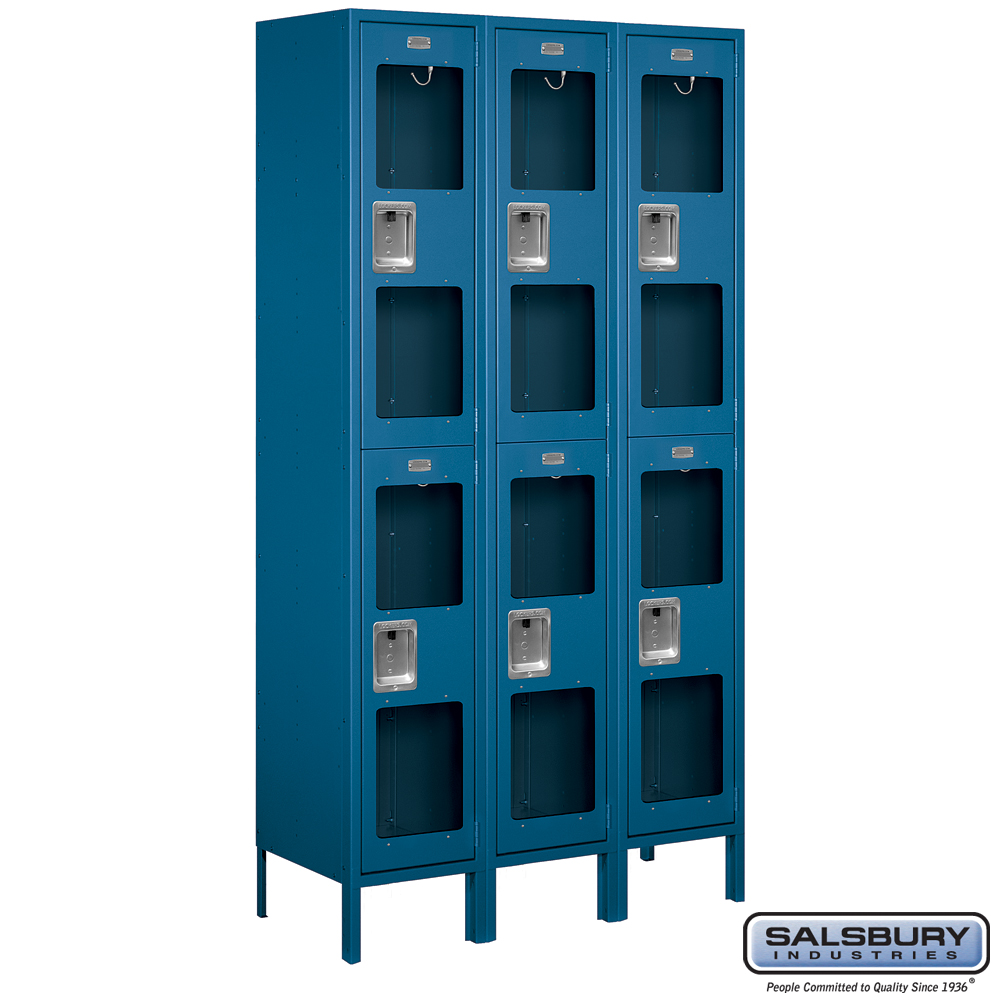 15" Wide Double Tier See-Through Metal Locker - 3 Wide - 6 Feet High - 15 Inches Deep