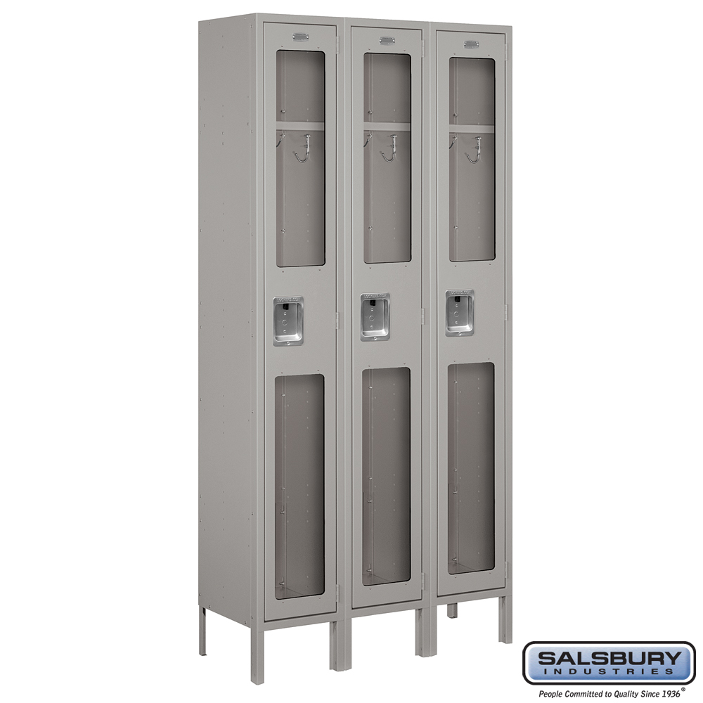 See-Through Metal Locker - Single Tier - 3 Wide - 6 Feet High - 12 Inches Deep - Choose Color