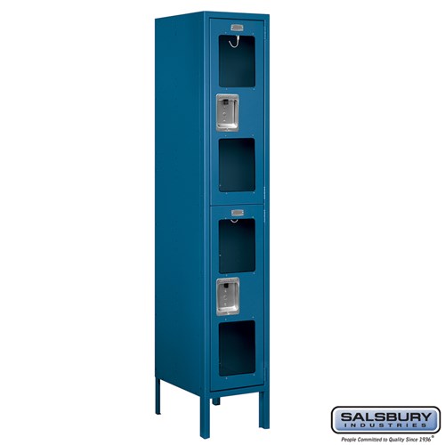 12" Wide Double Tier See-Through Metal Locker - 1 Wide - 5 Feet High - 15 Inches Deep