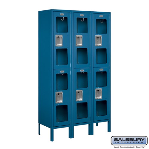 12" Wide Double Tier See-Through Metal Locker - 3 Wide - 5 Feet High - 12 Inches Deep