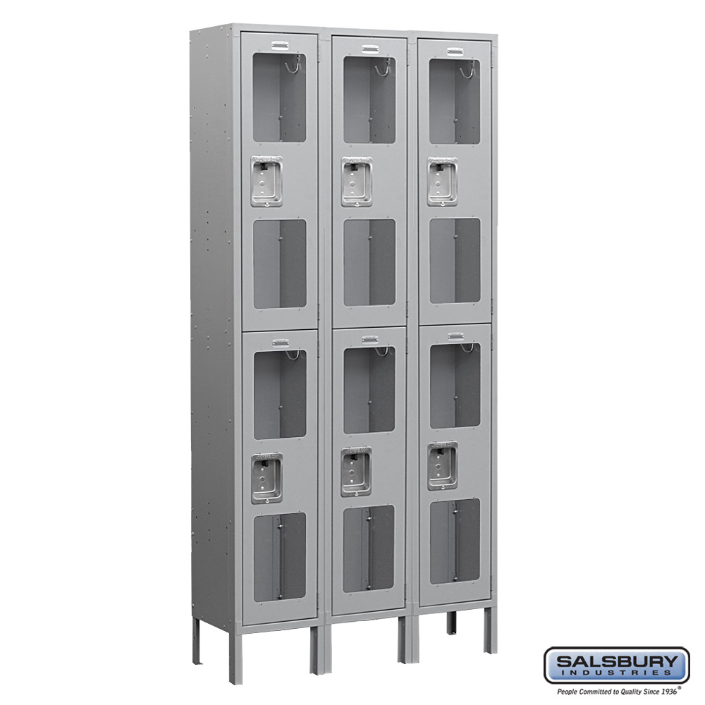 See-Through Metal Locker - Double Tier - 3 Wide - 6 Feet High - 12 Inches Deep - Choose Color