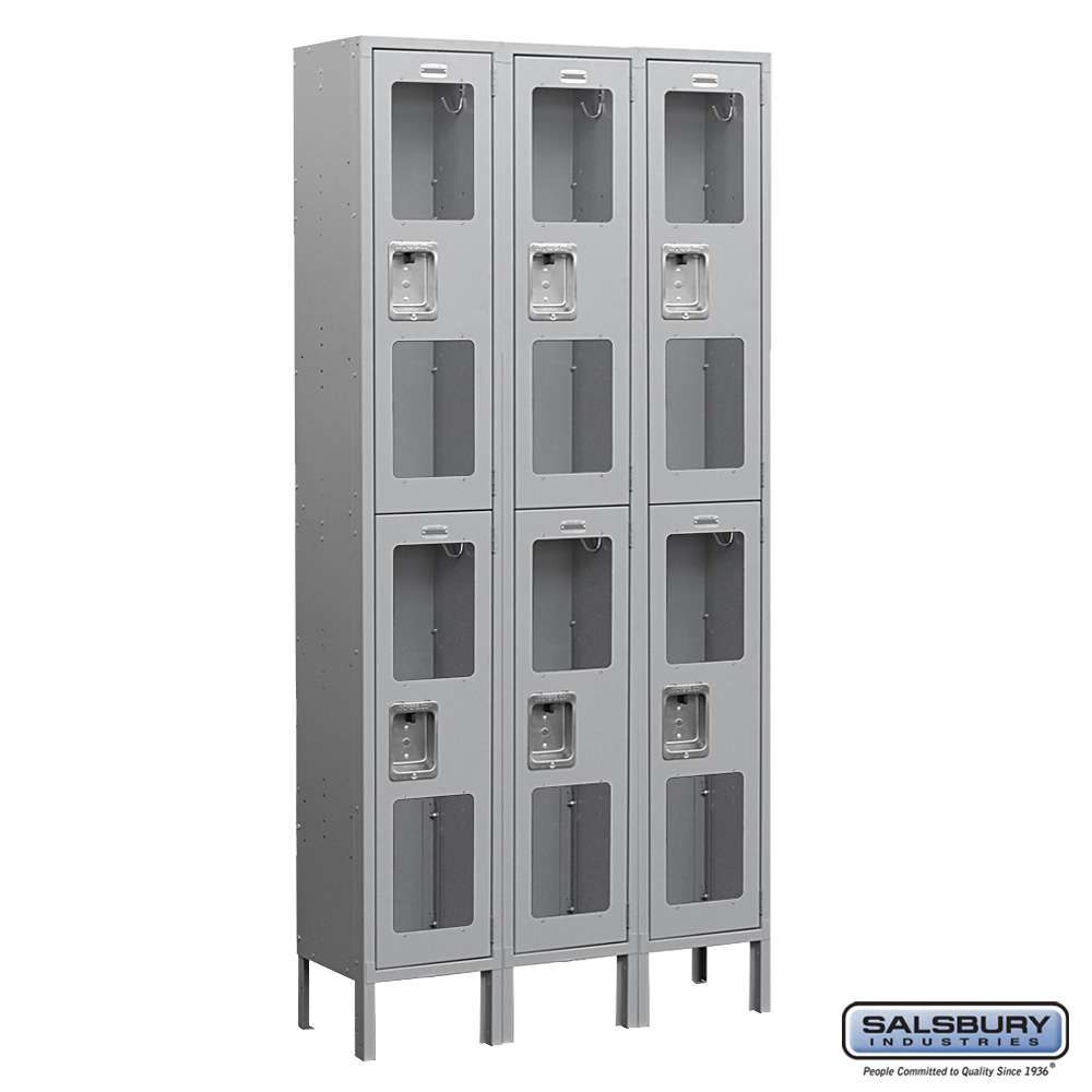 See-Through Metal Locker - Double Tier - 3 Wide - 6 Feet High - 18 Inches Deep - Choose Color