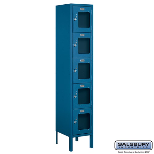 12" Wide Five Tier Box Style See-Through Metal Locker - 1 Wide - 5 Feet High - 12 Inches Deep
