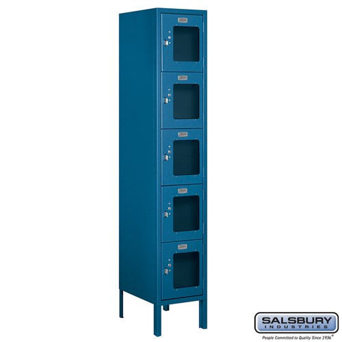 12" Wide Five Tier Box Style See-Through Metal Locker - 1 Wide - 5 Feet High - 15 Inches Deep